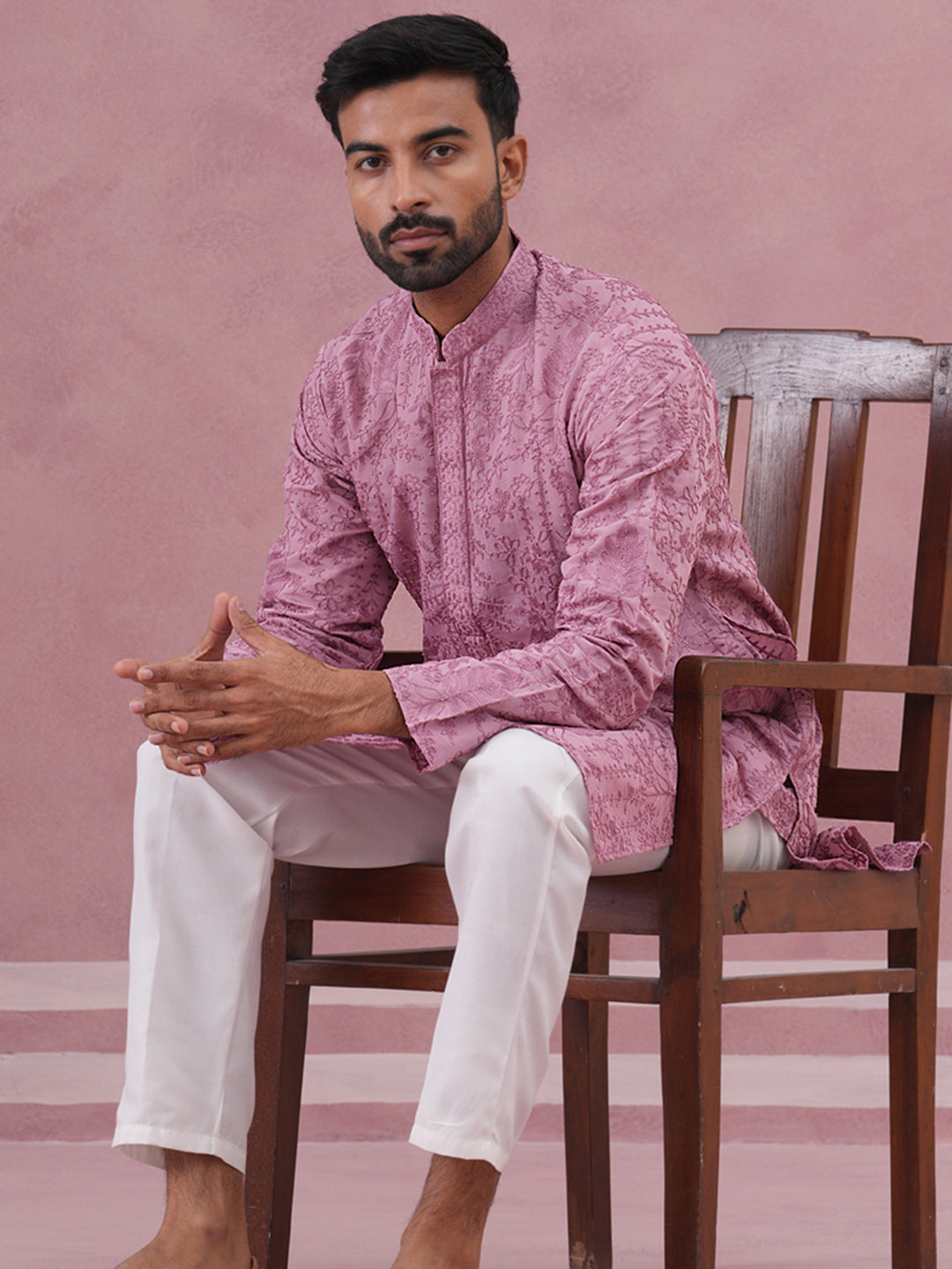 Men’s Ethnic Embroidered Kurta ( 65KO 5339 Lavender ) [FF] [P-12]