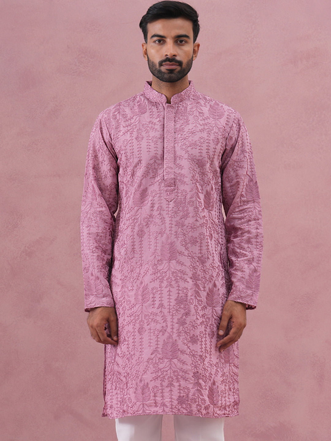 Men’s Ethnic Embroidered Kurta ( 65KO 5339 Lavender ) [FF] [P-12]