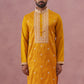 Men’s Ethnic Silk Blend Embroidered Kurta ( 65KO 5341 Mustard ) [FF] [A-1-4]
