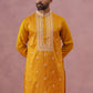 Men’s Ethnic Silk Blend Embroidered Kurta ( 65KO 5341 Mustard ) [FF] [A-1-4]