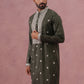 Men’s Ethnic Silk Blend Embroidered Kurta ( 65KO 5341 Olive ) [FF] [A-1-4]