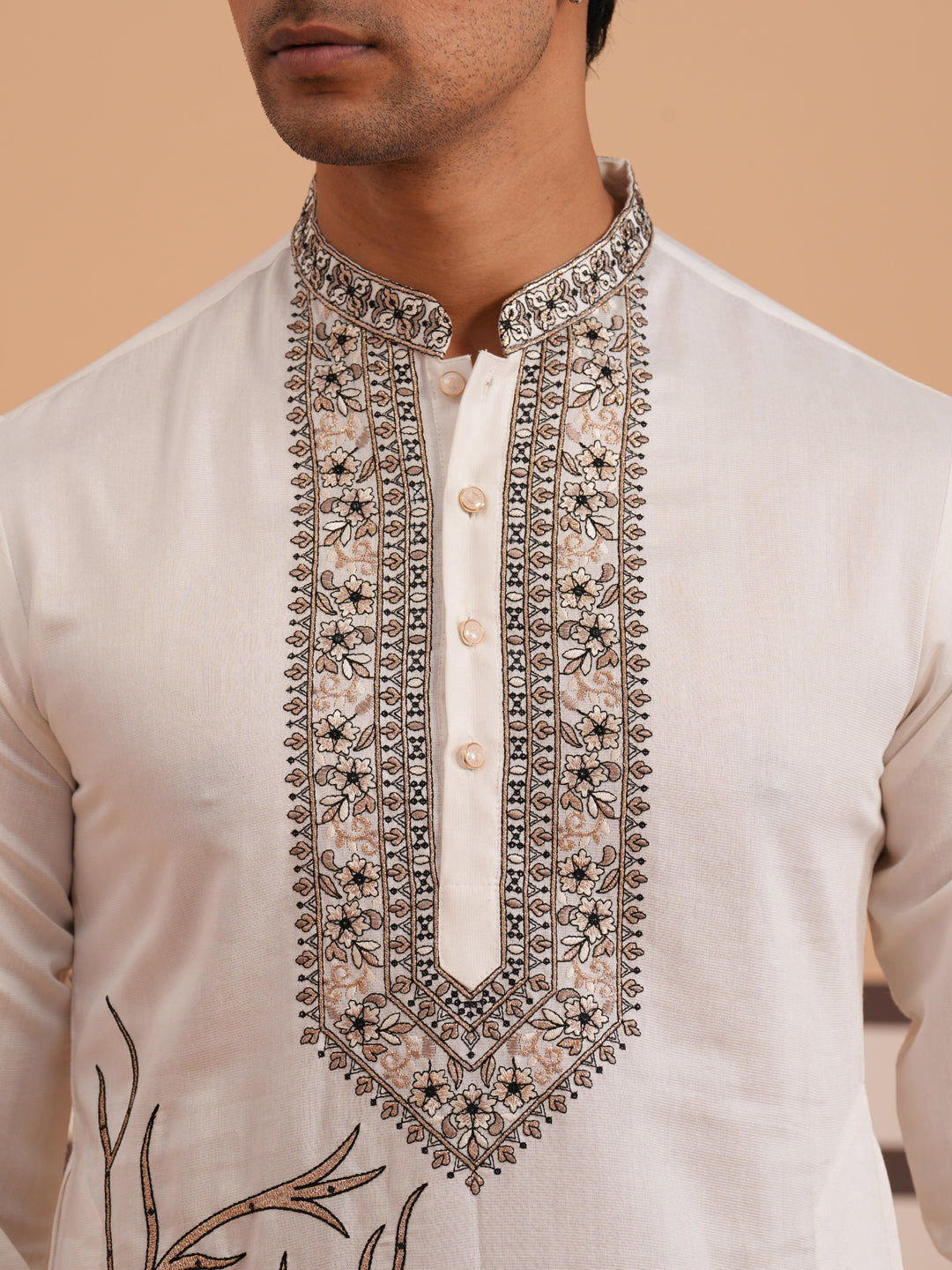 Men Ethnic Embroidered Kurta (65KO 5342 White ) [FF] [B-1-2]