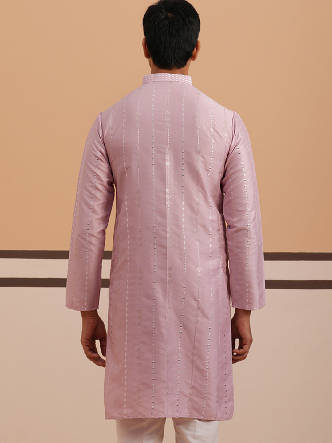 Traditional Silk-Blend Lavender Kurta for Men ( 65KO 5343 Lavender ) [FF] [B-1-2]