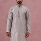 Traditional Silk-Blend Silver Kurta for Men (65KO 5343 Silver ) [FF] [B-1-2]