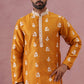 Men’s Embroidered Silk Blend Kurta ( 65KO 5347 Mustard ) [FF] [B-1-2]