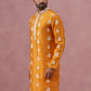 Men’s Embroidered Silk Blend Kurta ( 65KO 5347 Mustard ) [FF] [B-1-2]