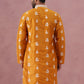 Men’s Embroidered Silk Blend Kurta ( 65KO 5347 Mustard ) [FF] [B-1-2]