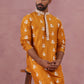 Men’s Embroidered Silk Blend Kurta ( 65KO 5347 Mustard ) [FF] [B-1-2]