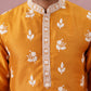 Men’s Embroidered Silk Blend Kurta ( 65KO 5347 Mustard ) [FF] [B-1-2]
