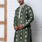 Men’s Embroidered Silk Blend Kurta ( 65KO 5347 Olive ) [FF] [B-1-2]