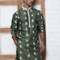 Men’s Embroidered Silk Blend Kurta ( 65KO 5347 Olive ) [FF] [B-1-2]
