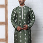 Men’s Embroidered Silk Blend Kurta ( 65KO 5347 Olive ) [FF] [B-1-2]