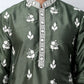 Men’s Embroidered Silk Blend Kurta ( 65KO 5347 Olive ) [FF] [B-1-2]