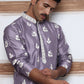 Men’s Embroidered Silk Blend Kurta (65KO 5347 Purple ) [FF] [B-1-2]