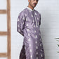 Men’s Embroidered Silk Blend Kurta (65KO 5347 Purple ) [FF] [B-1-2]