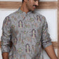 Traditional Foil Printed Kurta for Men (65KO 5348 Grey ) [FF] [D-1]