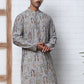 Traditional Foil Printed Kurta for Men (65KO 5348 Grey ) [FF] [D-1]