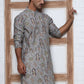 Traditional Foil Printed Kurta for Men (65KO 5348 Grey ) [FF] [D-1]