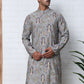 Traditional Foil Printed Kurta for Men (65KO 5348 Grey ) [FF] [D-1]
