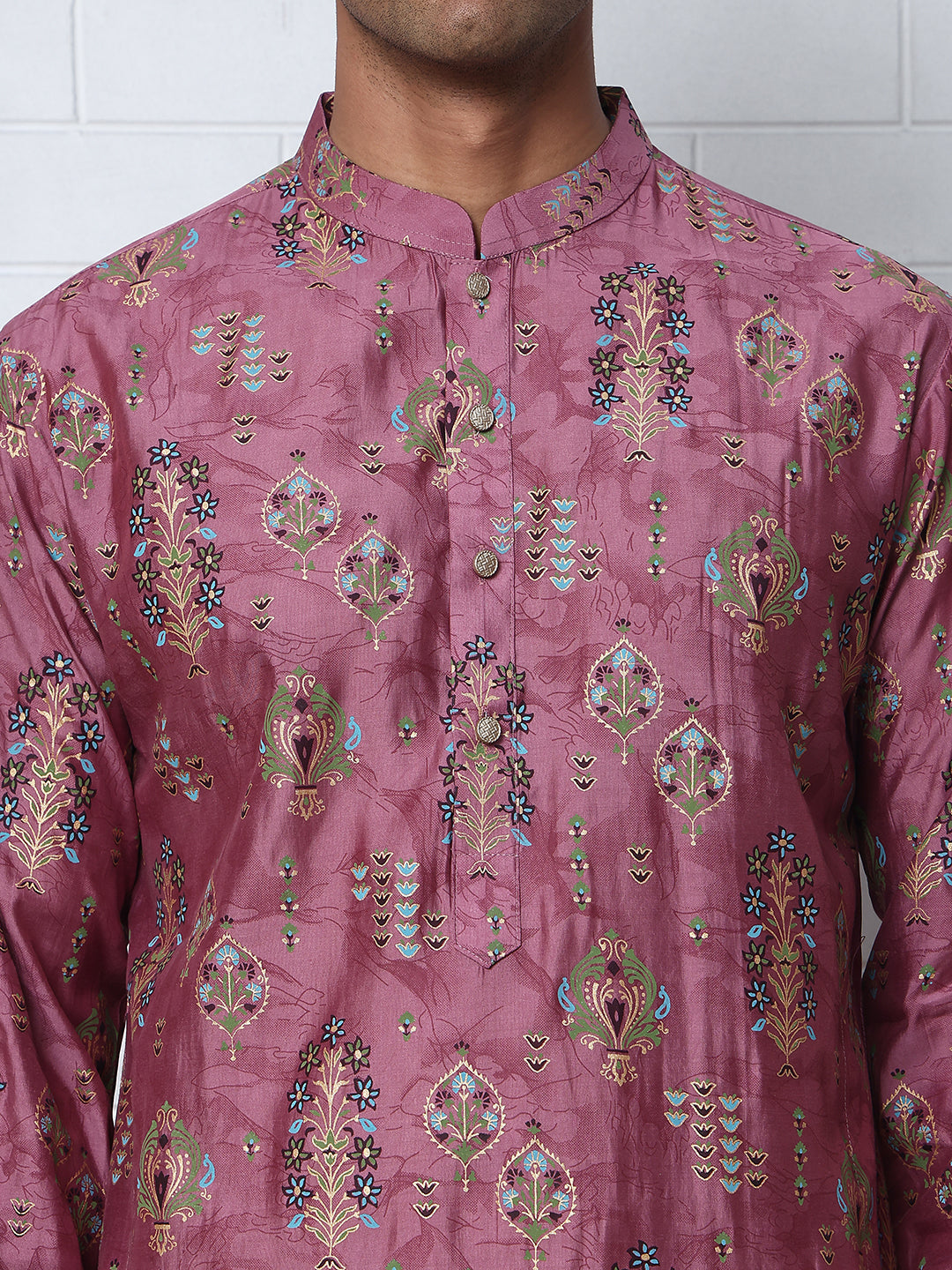 Traditional Foil Printed Kurta for Men ( 65KO 5348 Magenta ) [FF] [D-1]