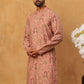 Traditional Foil Printed Kurta for Men (65KO 5348 Peach ) [FF] [D-1]