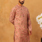 Traditional Foil Printed Kurta for Men (65KO 5348 Peach ) [FF] [D-1]