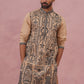 Men’s Silk Blend Embroidered Kurta (65KO 5350 Beige ) [FF] [A-1-4]