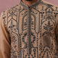 Men’s Silk Blend Embroidered Kurta (65KO 5350 Beige ) [FF] [A-1-4]