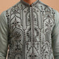 Men’s Silk Blend Embroidered Kurta (65KO 5350 Blue ) [FF] [A-1-4]