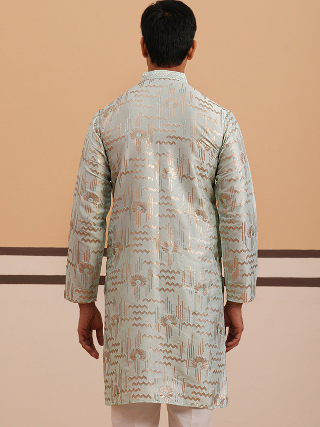 Premium Silk Blend Embroidered Kurta (65KO 5351 Blue ) [FF] [B-1-2]