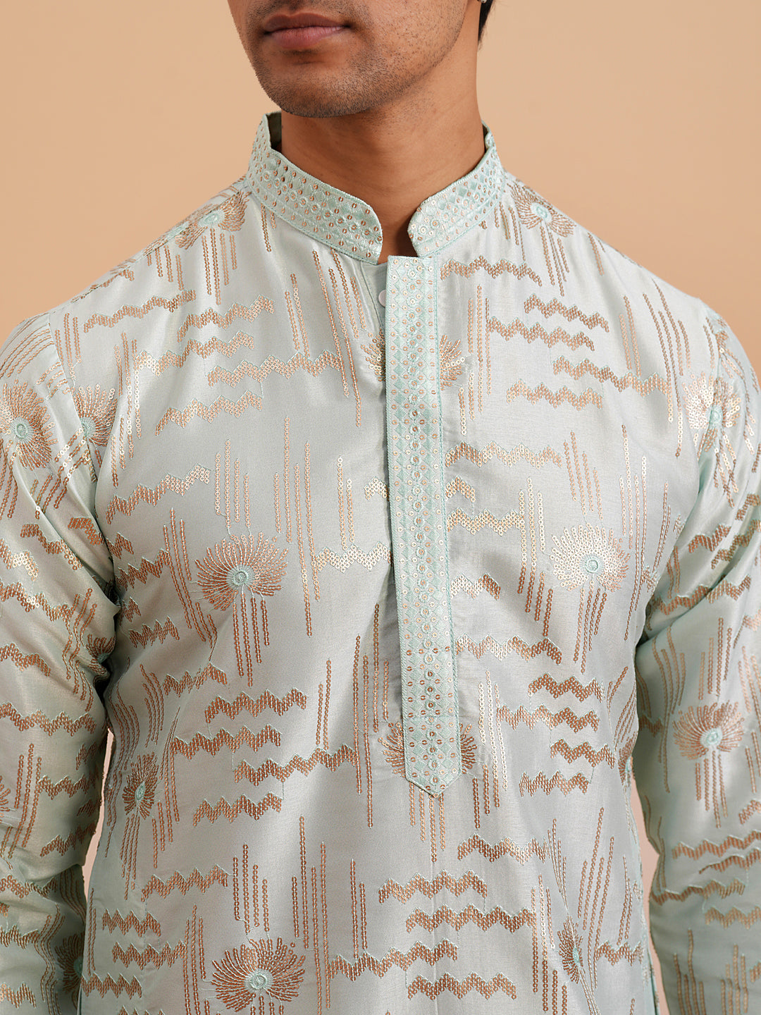 Premium Silk Blend Embroidered Kurta (65KO 5351 Blue ) [FF] [B-1-2]