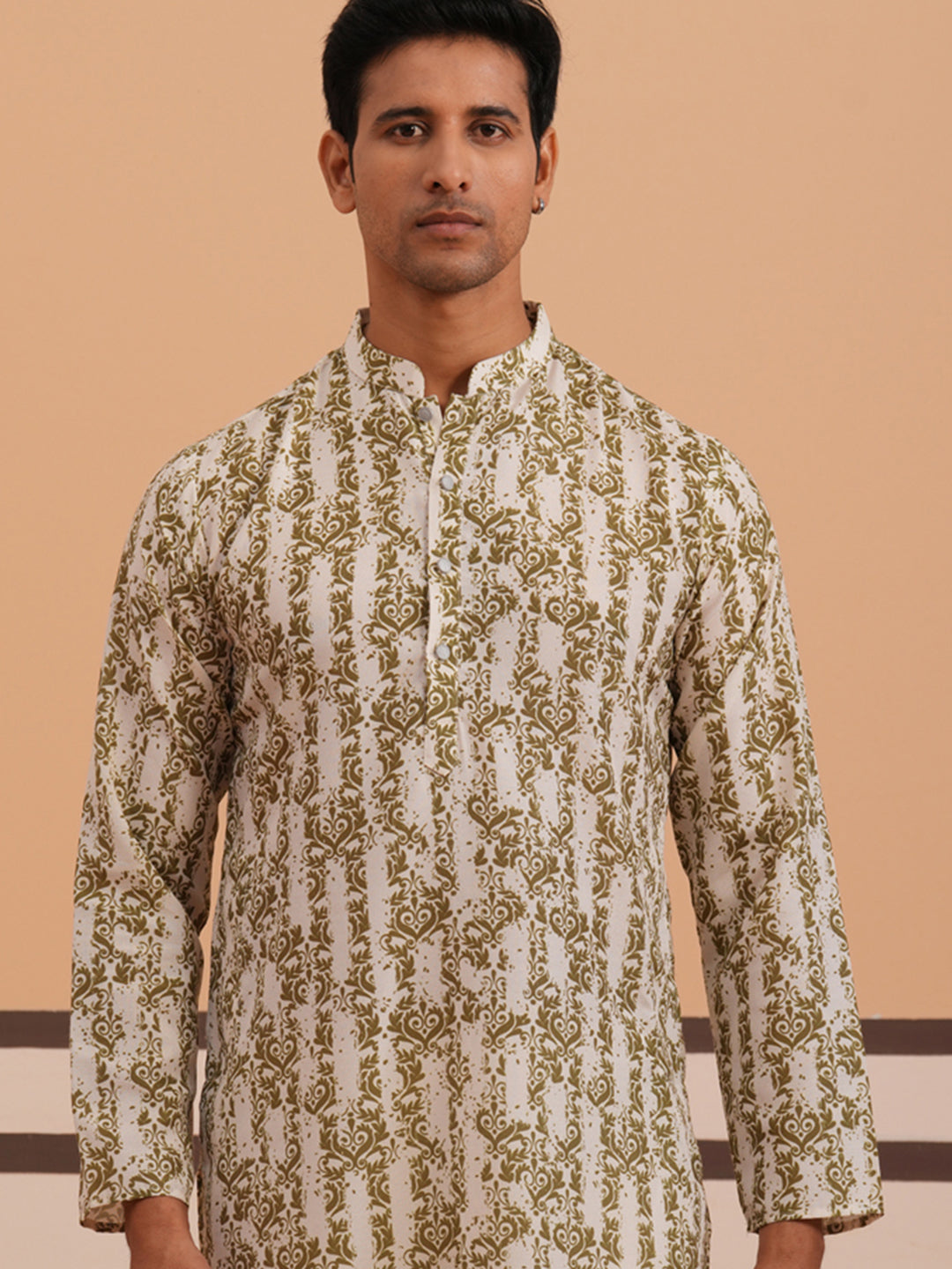 Olive Ethnic Printed Kurta for Men ( 65KO 5352 Olive ) [FF] [F-2-3]