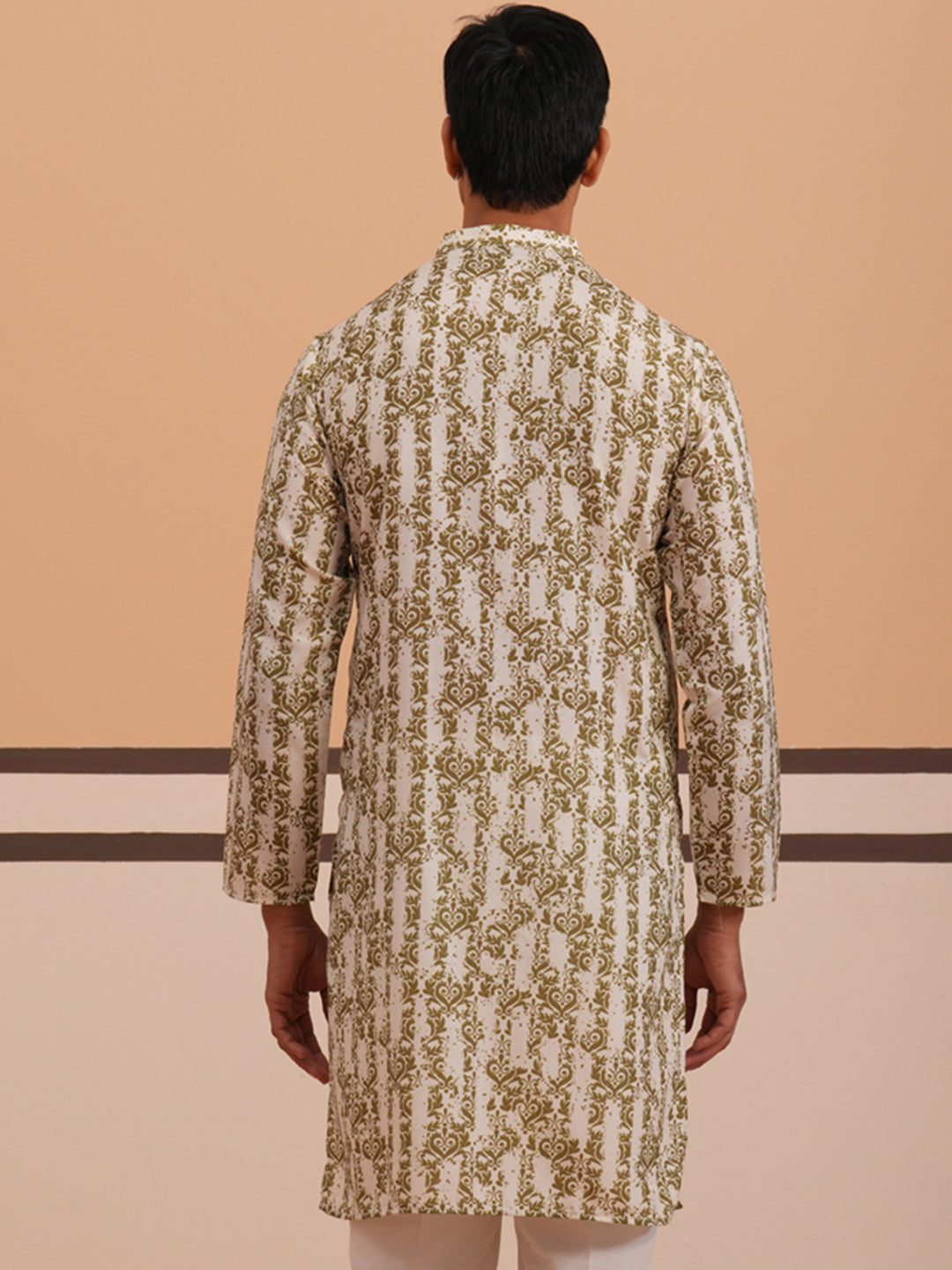 Olive Ethnic Printed Kurta for Men ( 65KO 5352 Olive ) [FF] [F-2-3]