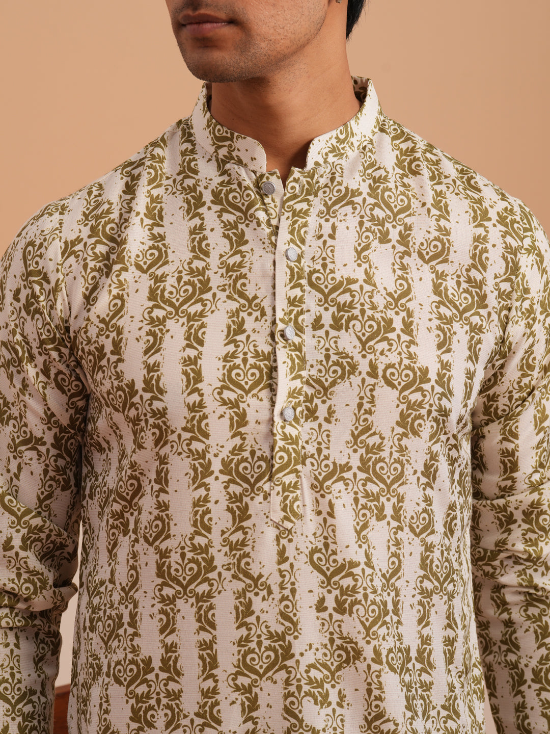 Olive Ethnic Printed Kurta for Men ( 65KO 5352 Olive ) [FF] [F-2-3]