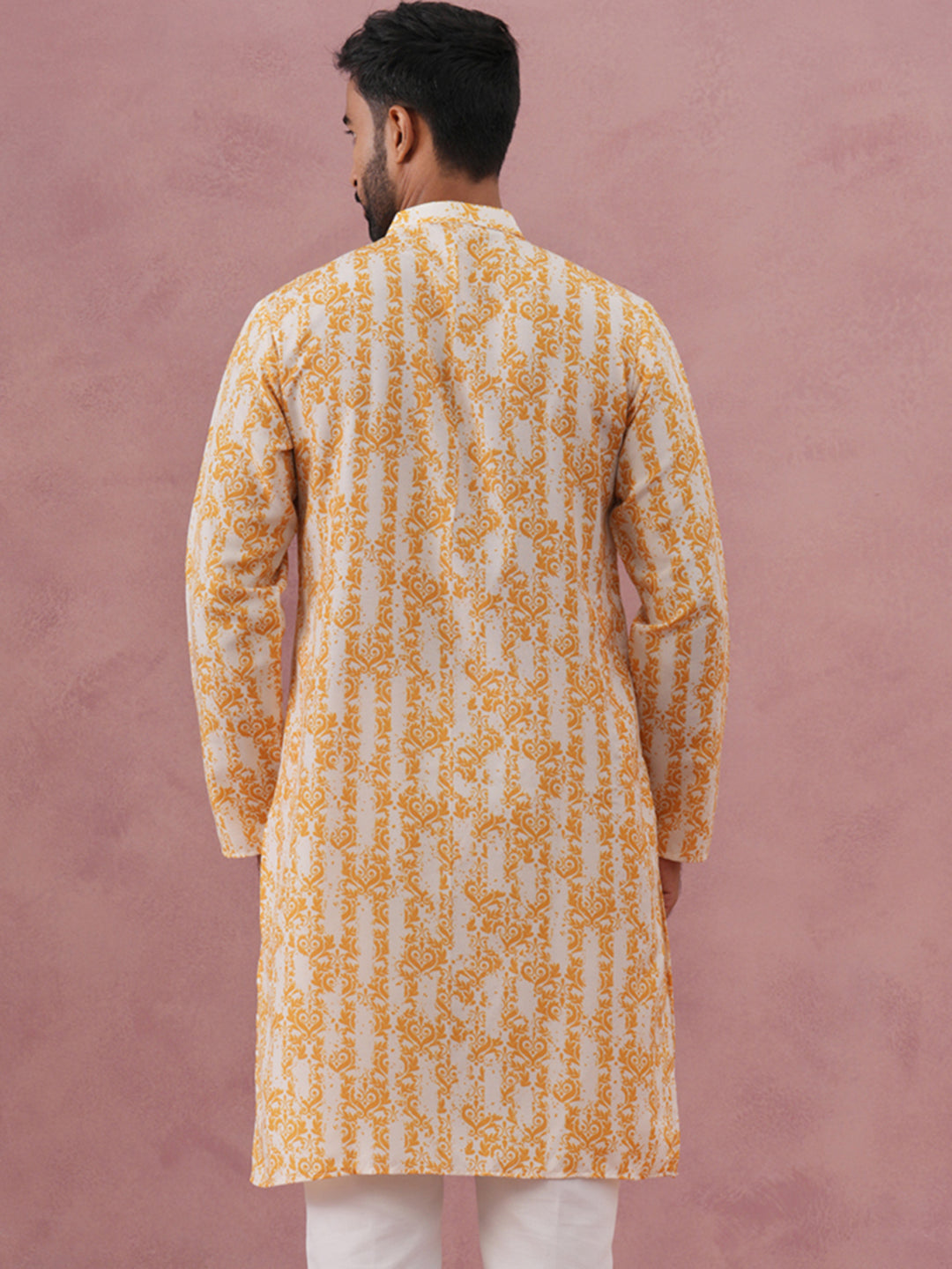 Yellow Ethnic Printed Kurta for Men (65KO 5352 Yellow ) [FF] [F-2-3]
