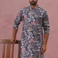 Men’s Printed Cotton Blend Kurta (65KO 5354 Grey ) [FF] [D-1]