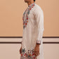 Floral Embroidered Silk Blend Kurta (65KO 5356 White ) [FF] [B-9]