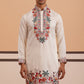 Floral Embroidered Silk Blend Kurta (65KO 5356 White ) [FF] [B-9]