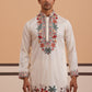 Floral Embroidered Silk Blend Kurta (65KO 5356 White ) [FF] [B-9]