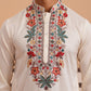 Floral Embroidered Silk Blend Kurta (65KO 5356 White ) [FF] [B-9]