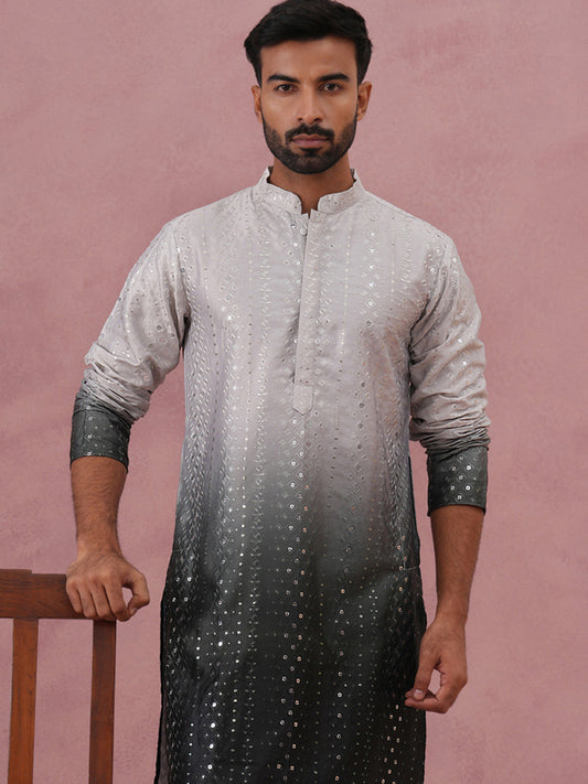 Ombre Silk Blend Kurta with Sequin Work (65KO 5357 Grey ) [FF] [Q-12-13]