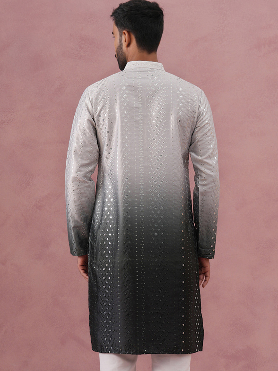 Ombre Silk Blend Kurta with Sequin Work (65KO 5357 Grey ) [FF] [Q-12-13]