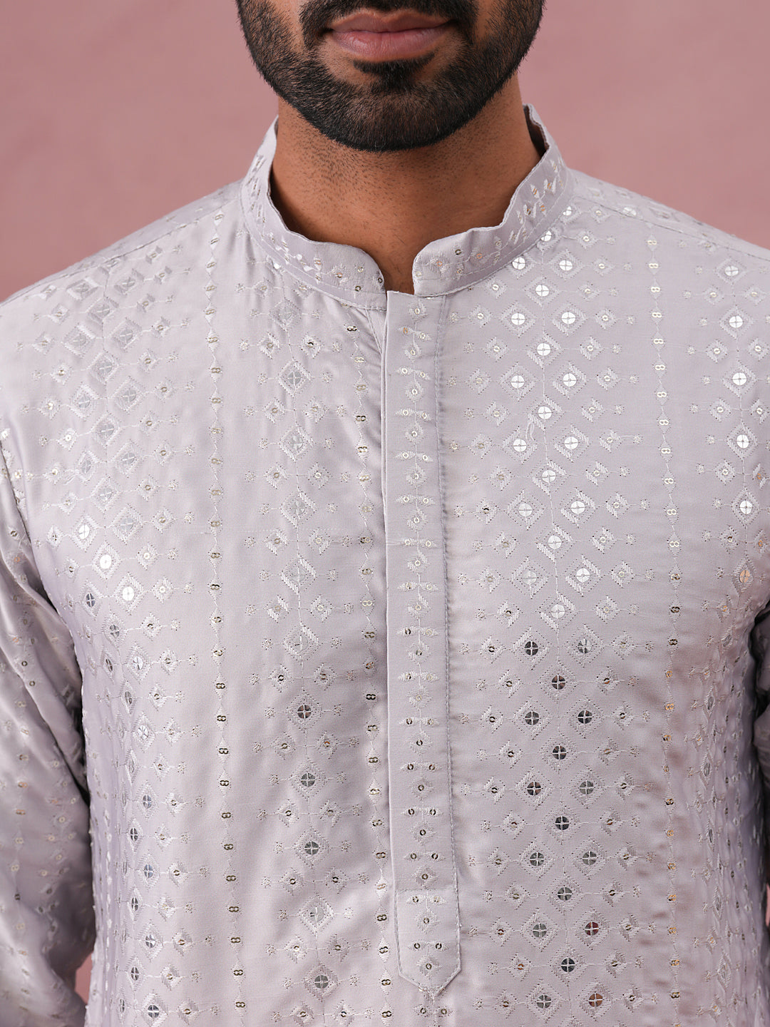 Ombre Silk Blend Kurta with Sequin Work ( 65KO 5357 Peach ) [FF] [Q-12-13]