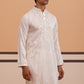 Men's Geometric Embroidered Kurta (65KO 5358 White ) [FF] [P-15]