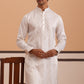 Men's Geometric Embroidered Kurta (65KO 5358 White ) [FF] [P-15]