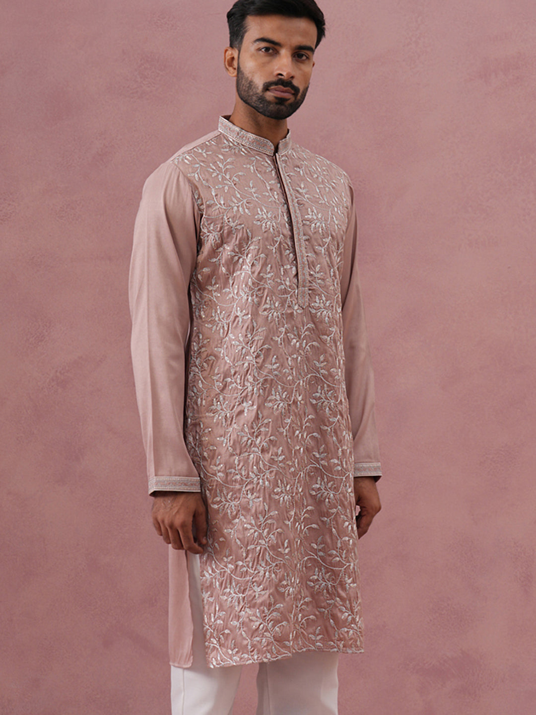 Heavy Floral Thread Work Kurta ( 65KO 5359 Peach ) [FF] [B-1-2]