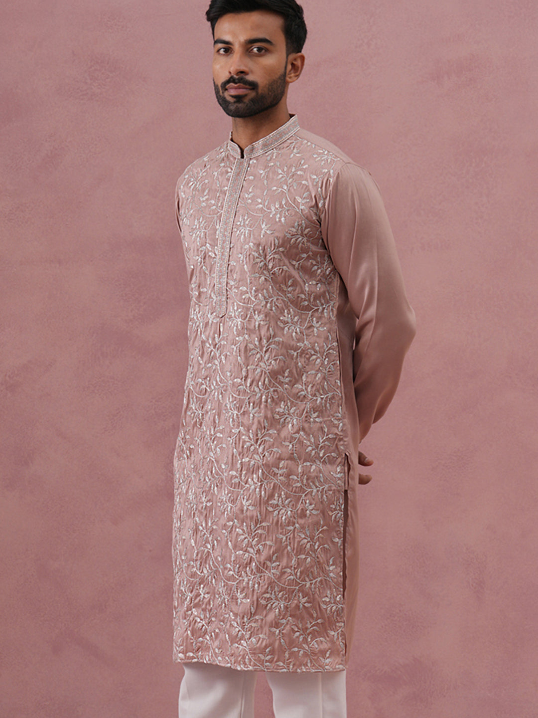 Heavy Floral Thread Work Kurta ( 65KO 5359 Peach ) [FF] [B-1-2]
