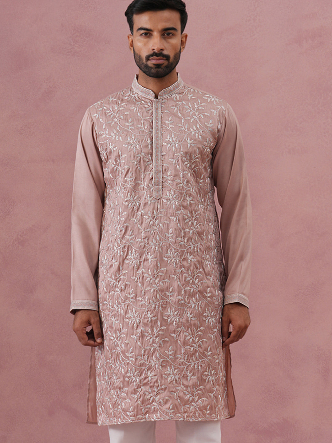 Heavy Floral Thread Work Kurta ( 65KO 5359 Peach ) [FF] [B-1-2]