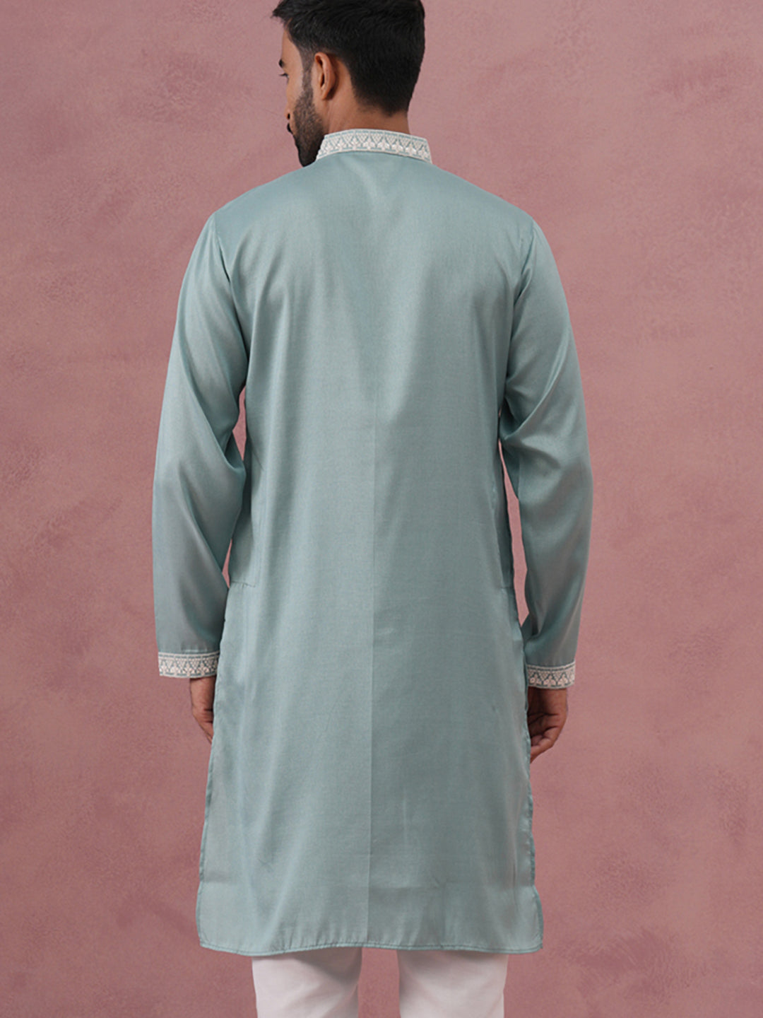 Men's Festive Cotton Blend Kurta (65KO 5360 Blue ) [FF] [A-1-4]