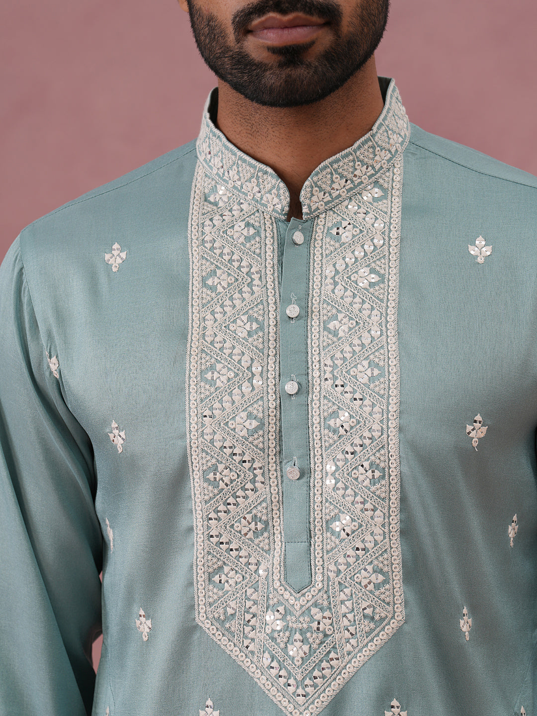 Men's Festive Cotton Blend Kurta (65KO 5360 Blue ) [FF] [A-1-4]